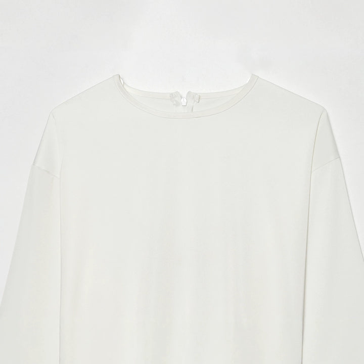 Women's Long Sleeve Shirt with Asymmetrical Hem and Lace Trim Mune Fashion