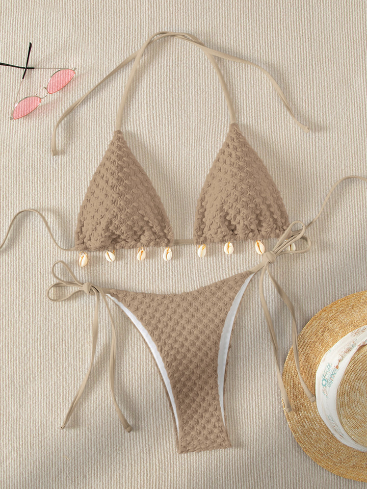 Women's Triangle Bikini with Shell Decoration Mune Fashion