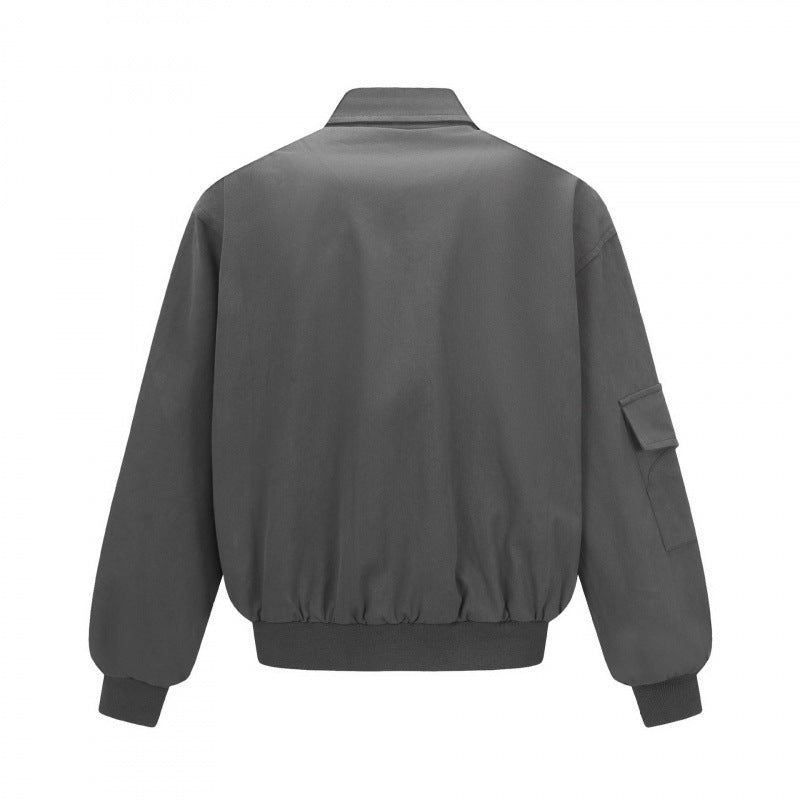 Unisex Oversize Bomber Jacket in Utility Style with Zipper, Flap Pockets and Ribbed Hem Mune Fashion