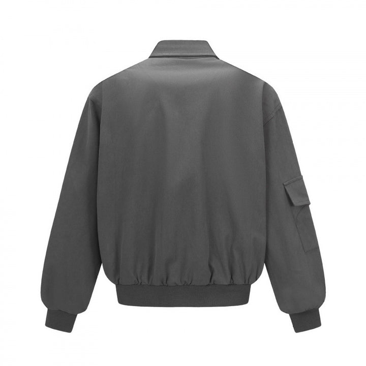 Unisex Oversize Bomber Jacket in Utility Style with Zipper, Flap Pockets and Ribbed Hem Mune Fashion