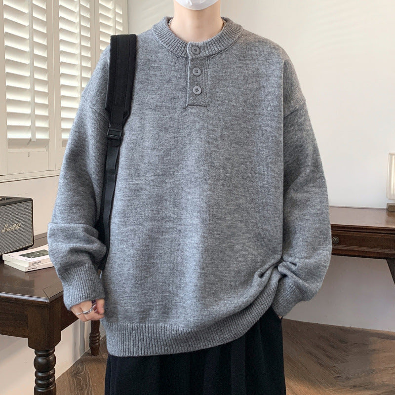 Men's Comfortable Knit Sweater with Button Placket Mune Fashion 1787799372