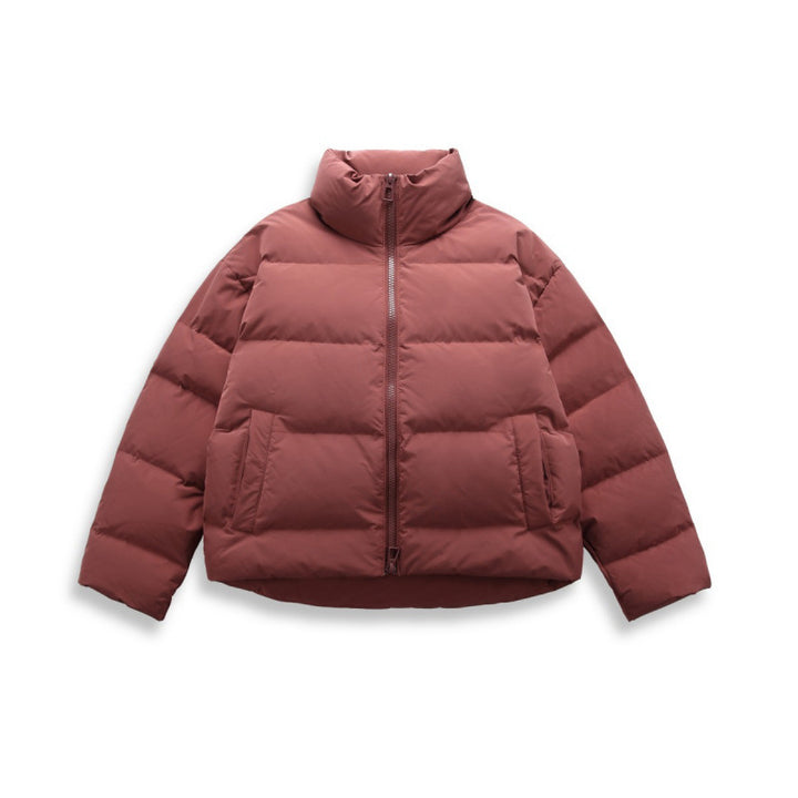 Women's short quilted padded jacket with high stand-up collar and concealed two-way zipper Mune Fashion