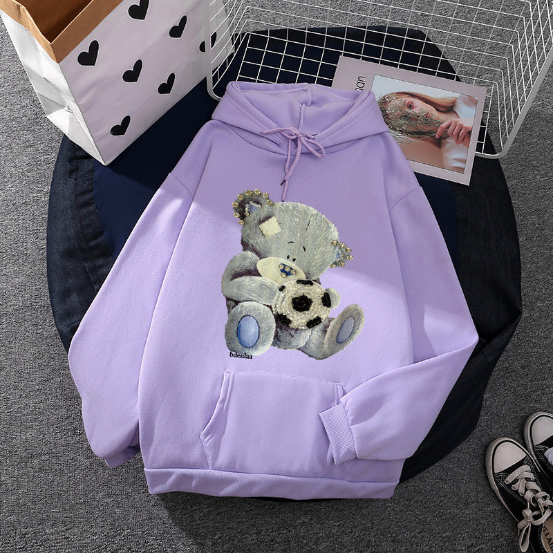 Ladies cozy hoodie with teddy application, soft fleece lining and kangaroo pocket Mune Fashion