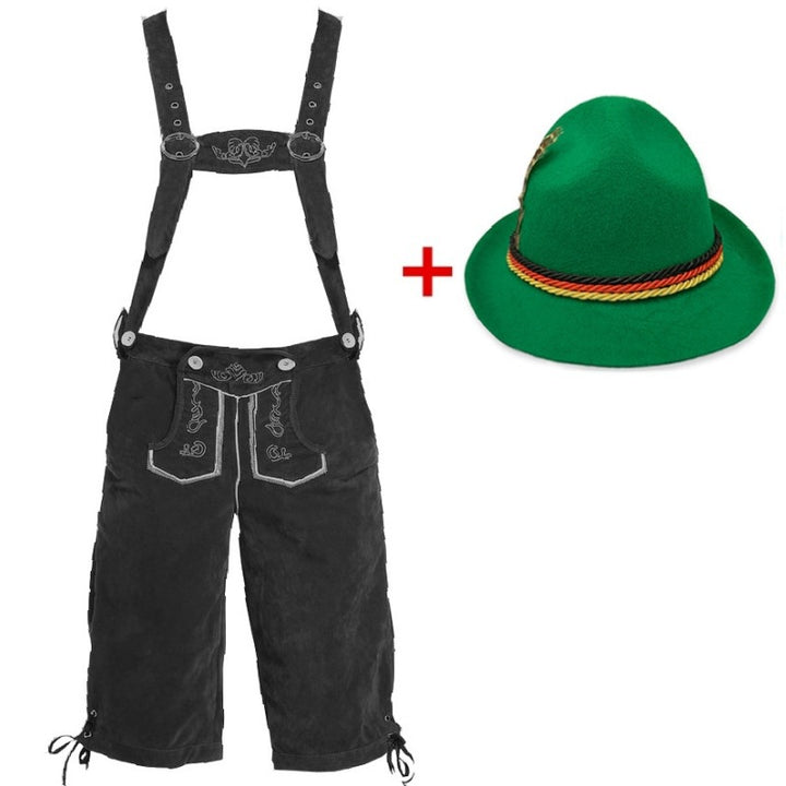 Men's traditional lederhosen with adjustable straps and traditional hat Mune Fashion