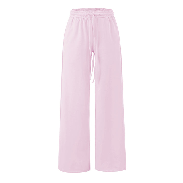 Women's Wide Lounge Pants with High Elastic Waistband and Drawstring Mune Fashion