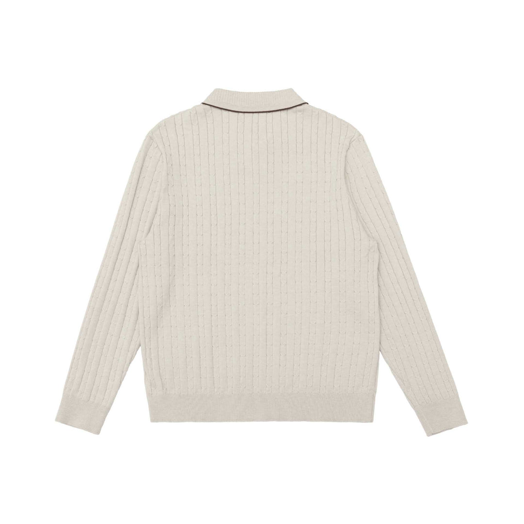 Men's cable knit polo collar pullover with half button placket Mune Fashion