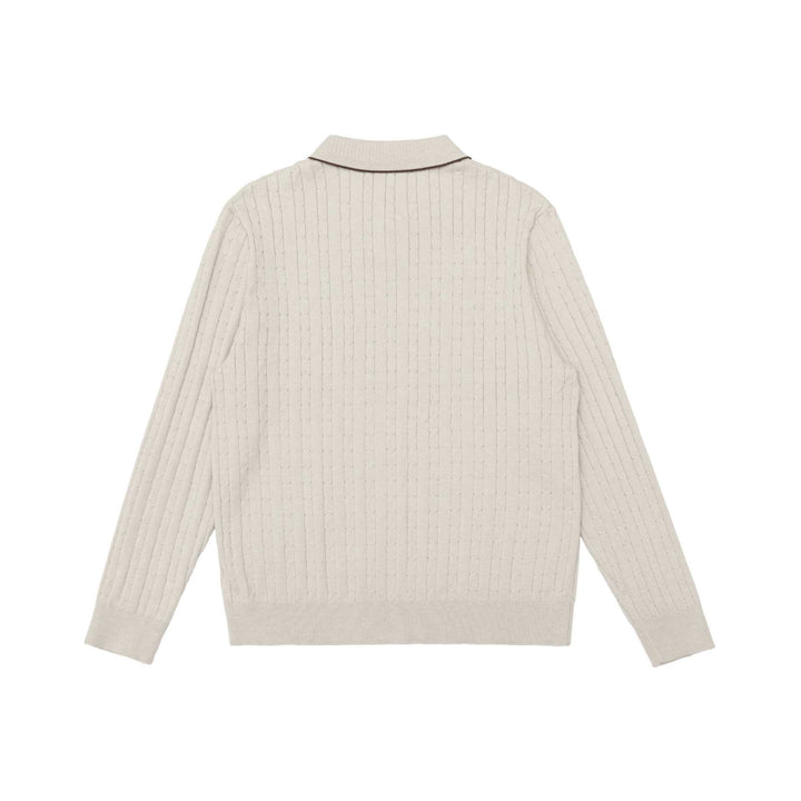 Men's cable knit polo collar pullover with half button placket Mune Fashion