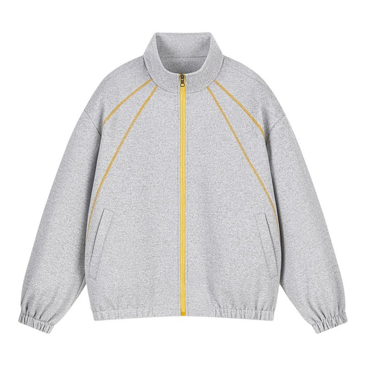 Unisex Oversize-Structured Track Jacket with Stand-Up Collar, Zipper & Flatlock Details Mune Fashion