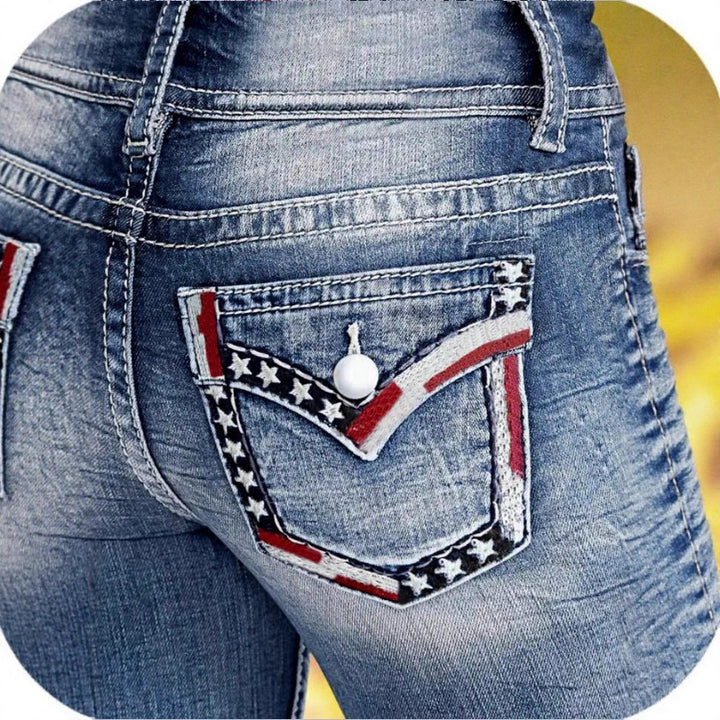 Women High-Waisted Cropped Skinny Jeans with Double Button and Vintage Wash Mune Fashion