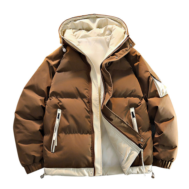 Men's oversized insulated hooded puffer jacket with contrast lining and drawcord hem Mune Fashion