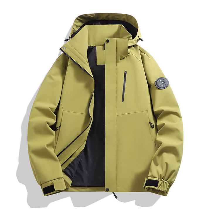 Men's softshell performance jacket with removable hood, concealed full-length zipper, and ergonomic cut Mune Fashion