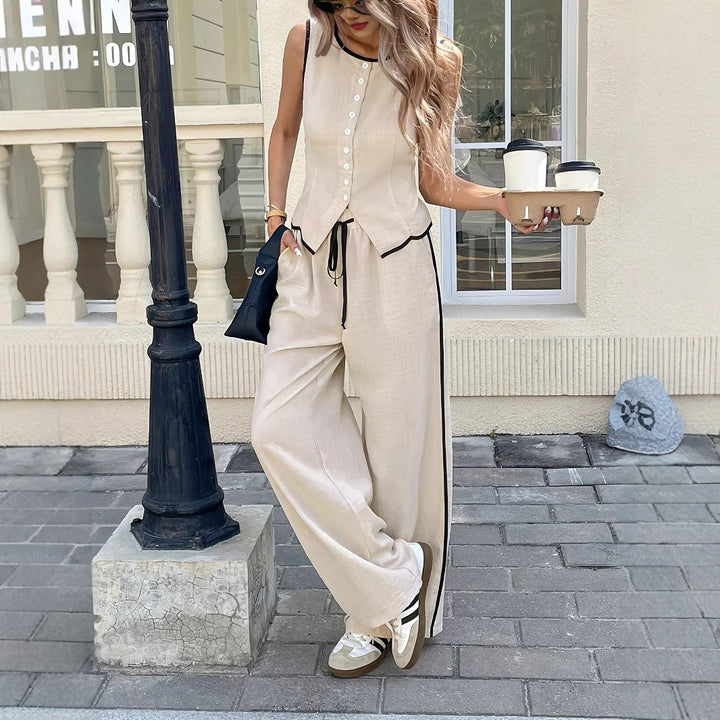 Ladies elegant and comfortable loungewear with button placket Mune Fashion