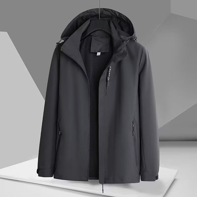 Men's Wind and Water-Resistant Softshell Jacket with Hood, Breathable Membrane, and Concealed Zipper Mune Fashion