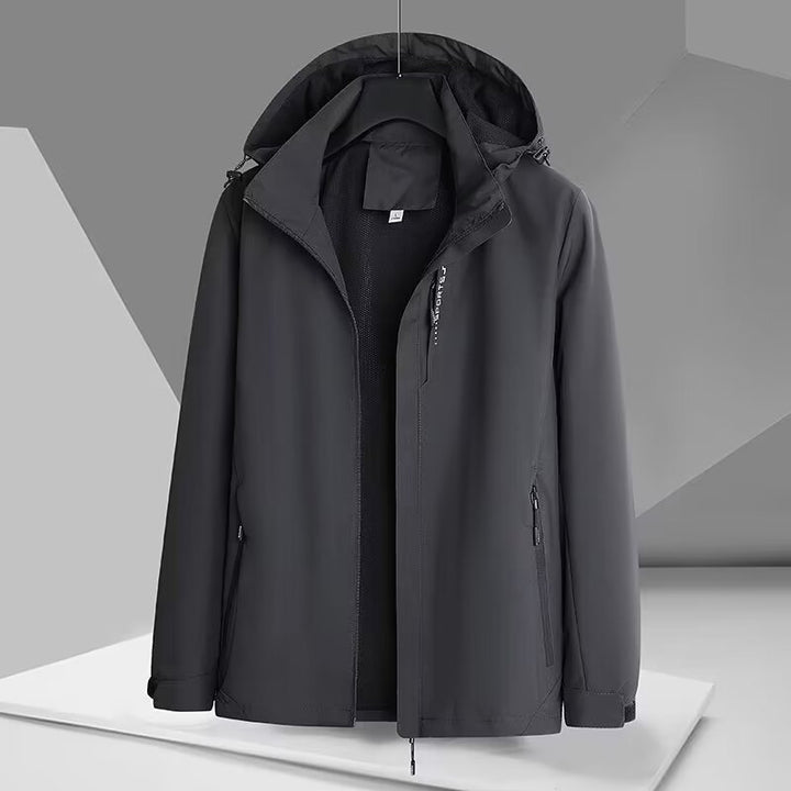 Men's Wind and Water-Resistant Softshell Jacket with Hood, Breathable Membrane, and Concealed Zipper Mune Fashion