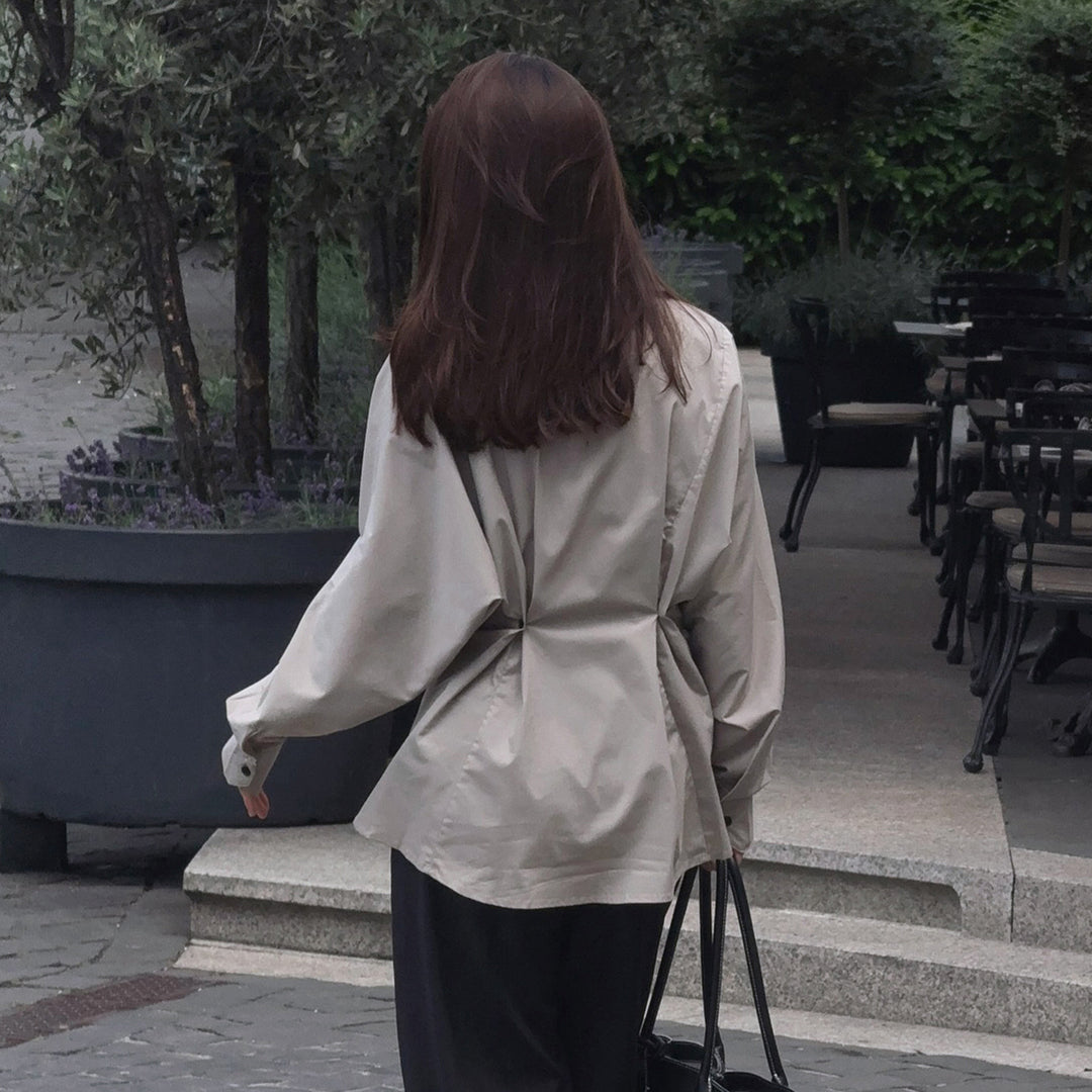 Women's tailored shirt blouse with boxy balloon sleeves and pointed collar Mune Fashion