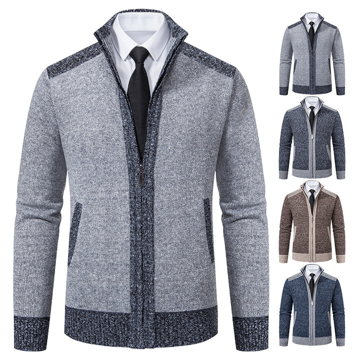 Men's structured knit cardigan with stand-up collar and full zip Mune Fashion