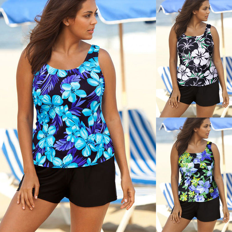 Women's tankini set with fashionable floral pattern and comfortable shorts Mune Fashion