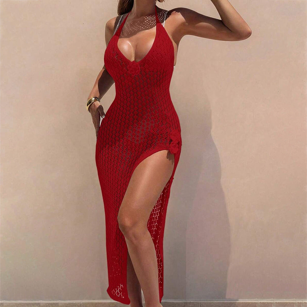 Women Crochet Stripe Beach Dress Mune Fashion