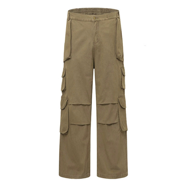 Ladies Wide Cargo Pants with Multi-Pockets and High Waist Mune Fashion