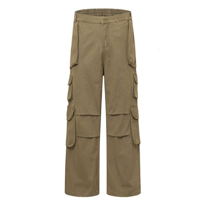 Ladies Wide Cargo Pants with Multi-Pockets and High Waist Mune Fashion