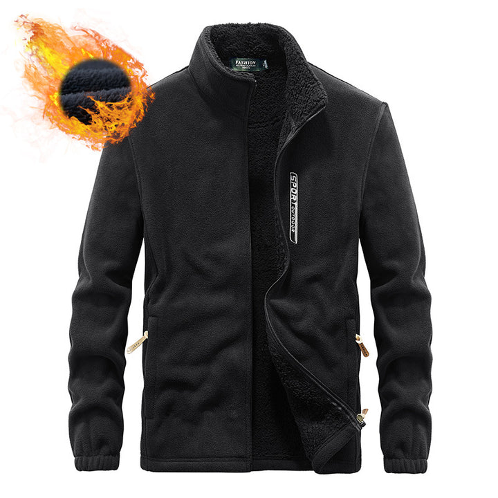 Men's thermo fleece jacket with double-layered sherpa inner lining and standing collar Mune Fashion
