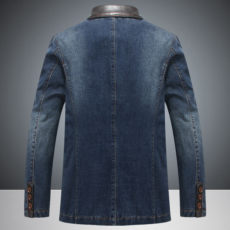 Men's Fashionable Denim Blazer with Fine Accents Mune Fashion