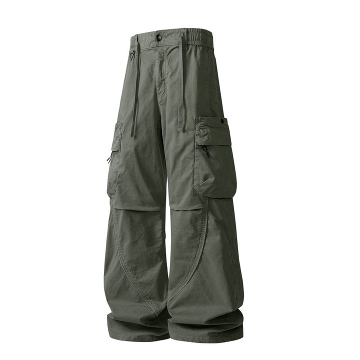 Men's Loose Cargo Pants in Baggy Cut with Utility Pockets and Drawstring Waist Mune Fashion