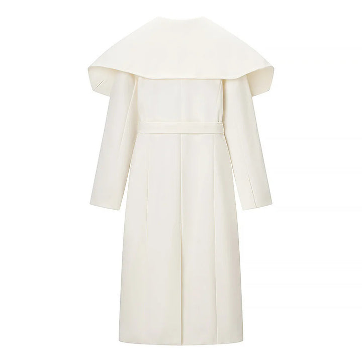 Ladies coat with oversized cape collar and waist belt Mune Fashion