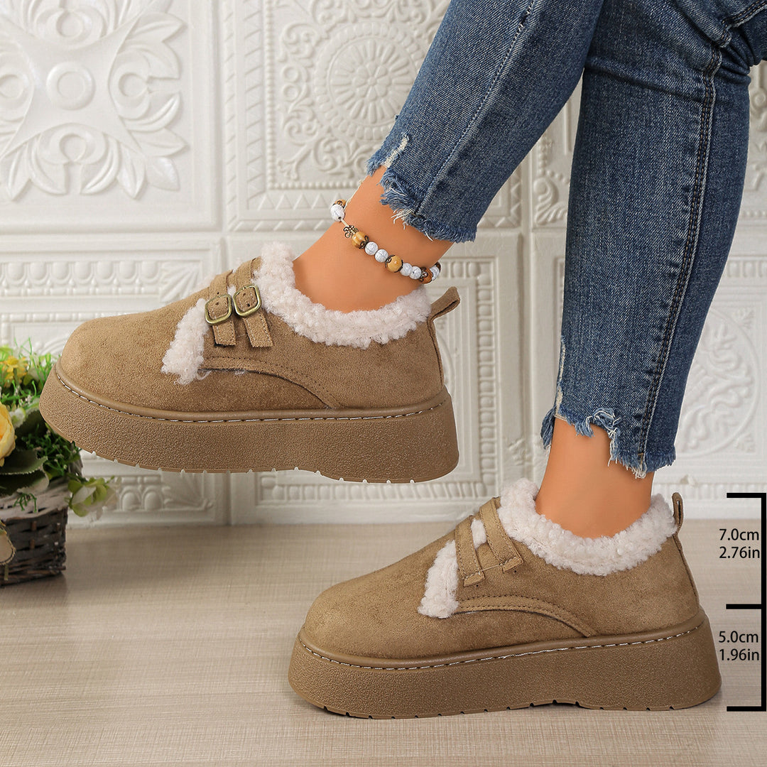 Women's Lined Lace-Up Sneakers with Faux Fur Lining and Platform Sole Mune Fashion