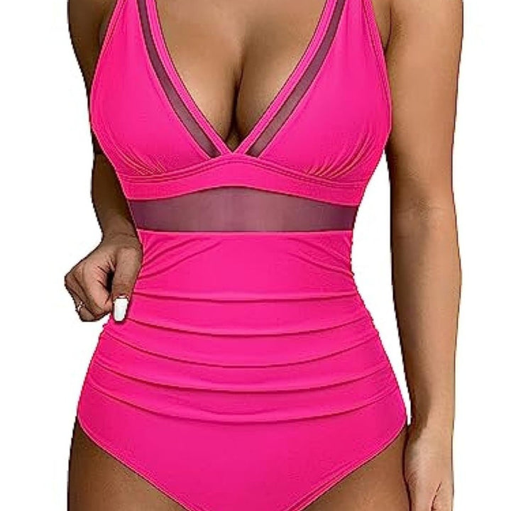 Ladies High-Waisted Swimsuit with Transparent Inserts Mune Fashion