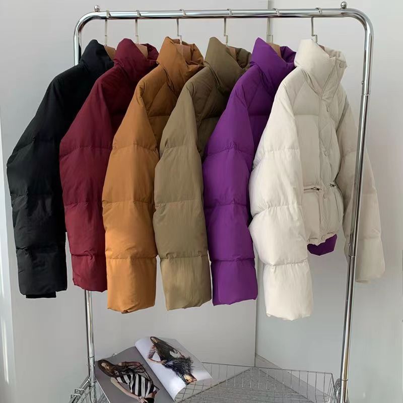 Women's Nan Cropped Puffer Jacket with High Stand-Up Collar, Concealed Front Placket, and Integrated Zip Pockets Mune Fashion