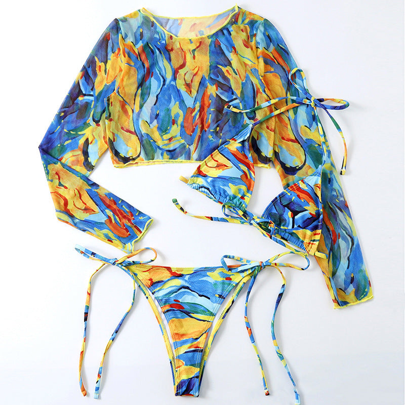 Women's bikini set with transparent long sleeve blouse Mune Fashion
