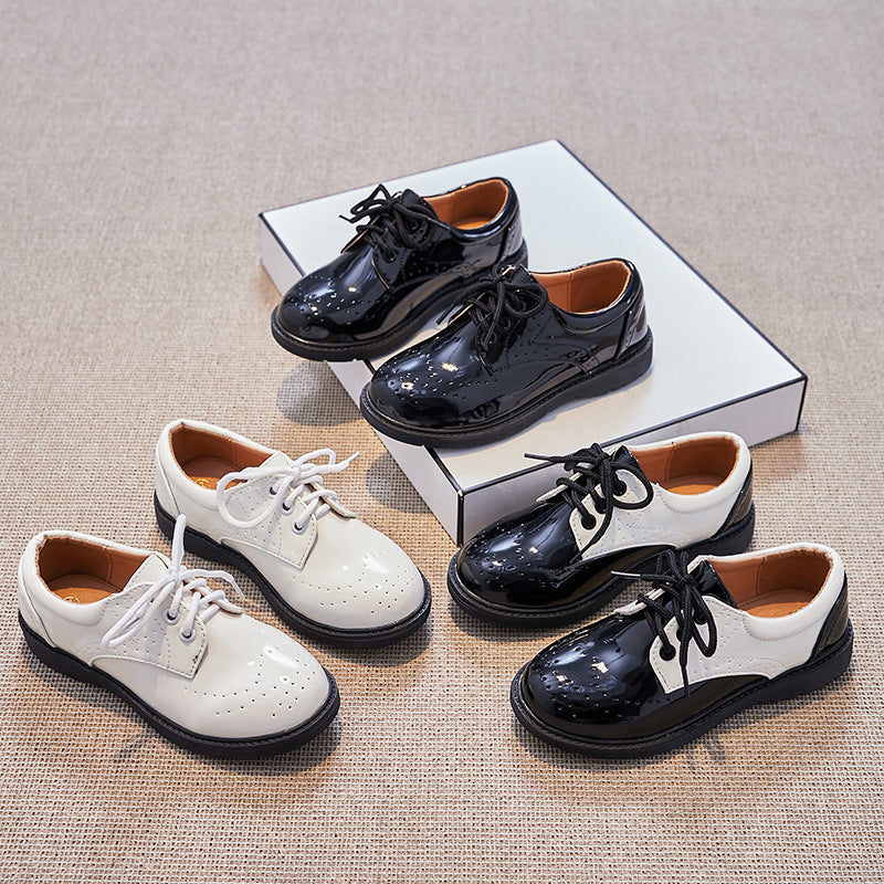 Women's Classic Patent Leather Shoes with Perforated Details Mune Fashion