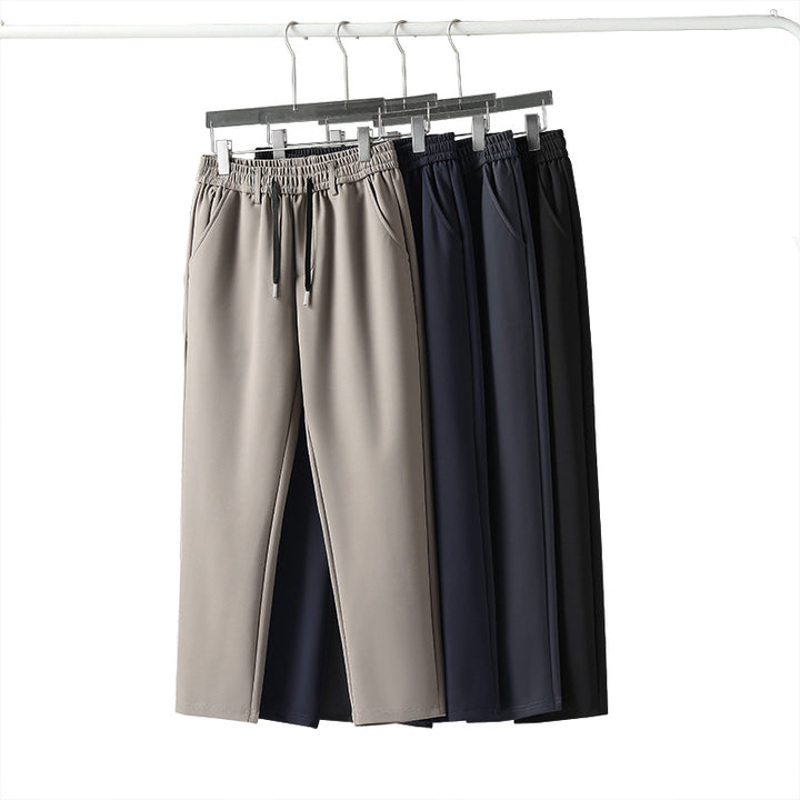 Men's relaxed straight leisure trousers with elastic waistband, drawstring, and side pockets Mune Fashion