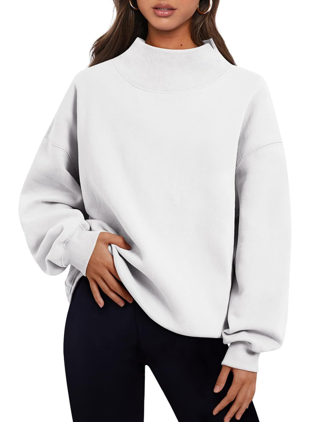Women's oversized sweatshirt with high stand-up collar and dropped shoulder Mune Fashion