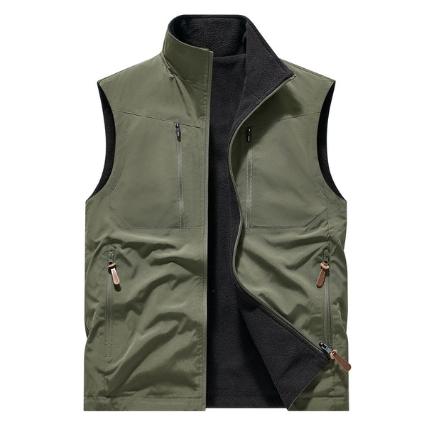 Men's Windproof Softshell Vest with Fleece Lining & Multifunctional Pockets Mune Fashion