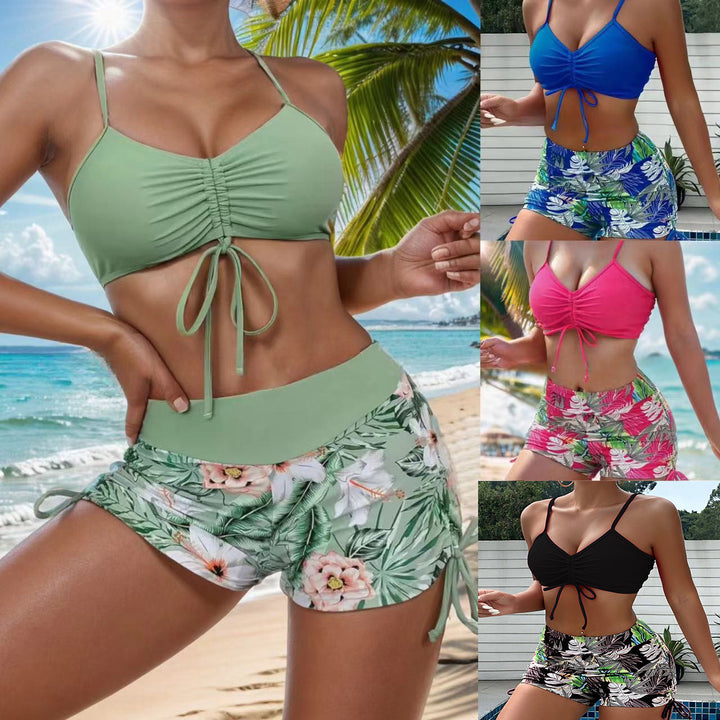Women's Sporty Bikini Set with Adjustable Top and Decorative Shorts Mune Fashion