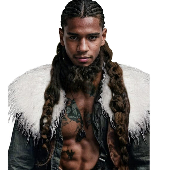 Men's faux fur shoulder cape in Nordic style with voluminous long pile Mune Fashion