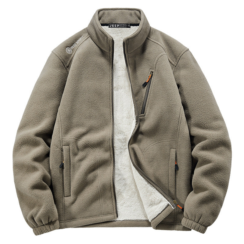 Men's thermal fleece jacket with Sherpa lining, stand-up collar and zippered pockets Mune Fashion
