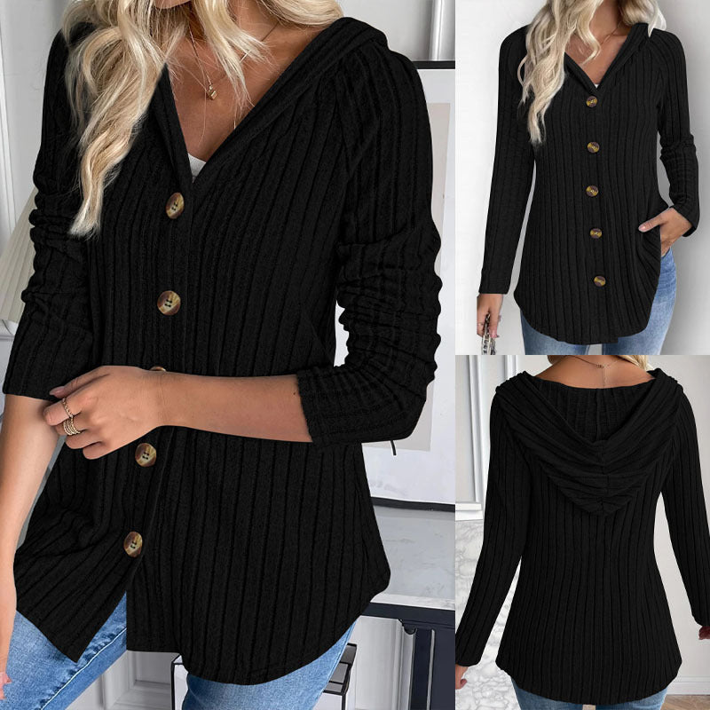 Women's Ribbed Long Cardigan Tunic with Button Placket and Side Pockets Mune Fashion