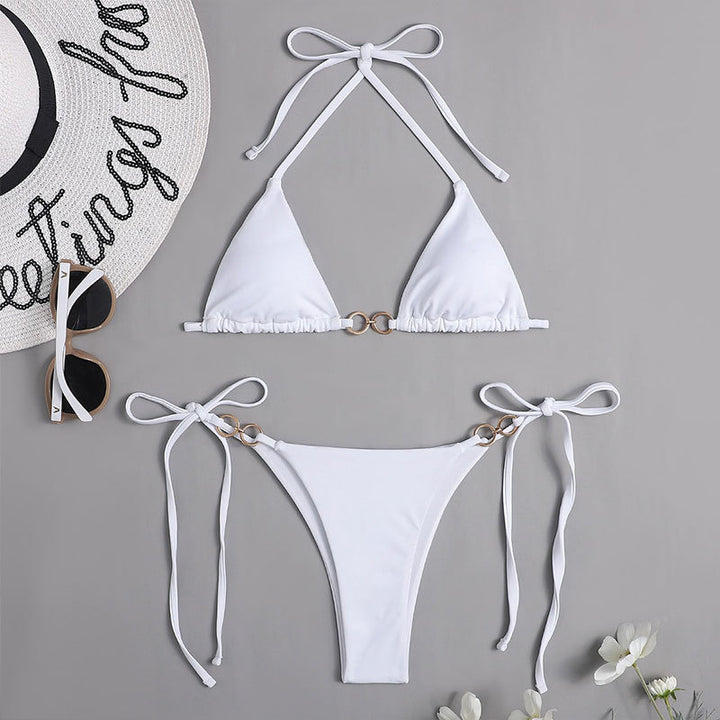 Women's triangle bikini withfashionable ring detail and adjustable straps Mune Fashion