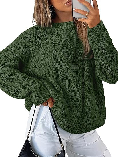 Women Oversized Cable Knit Sweater made of coarse knit Drune
