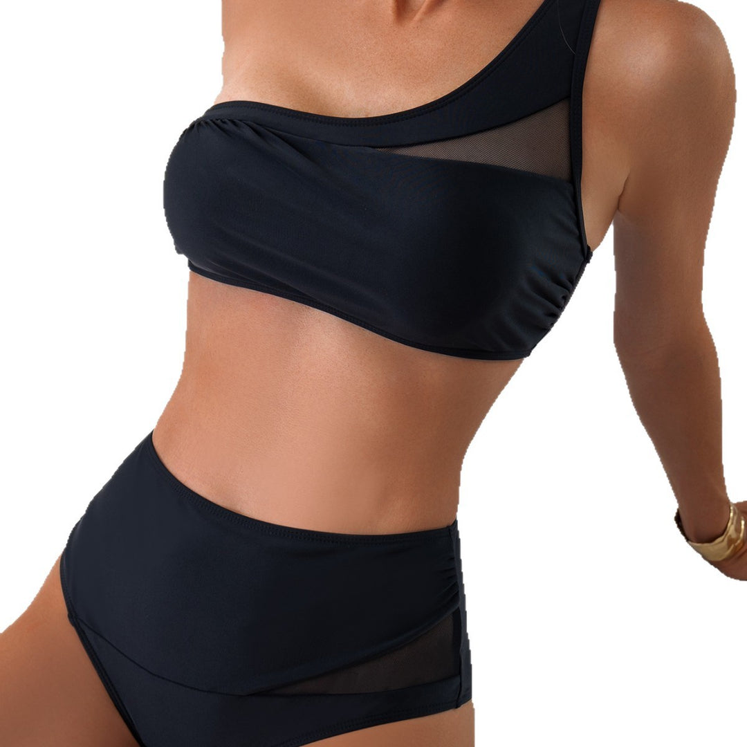 Women One-Sided Bikini Set with Mesh Inserts Mune Fashion