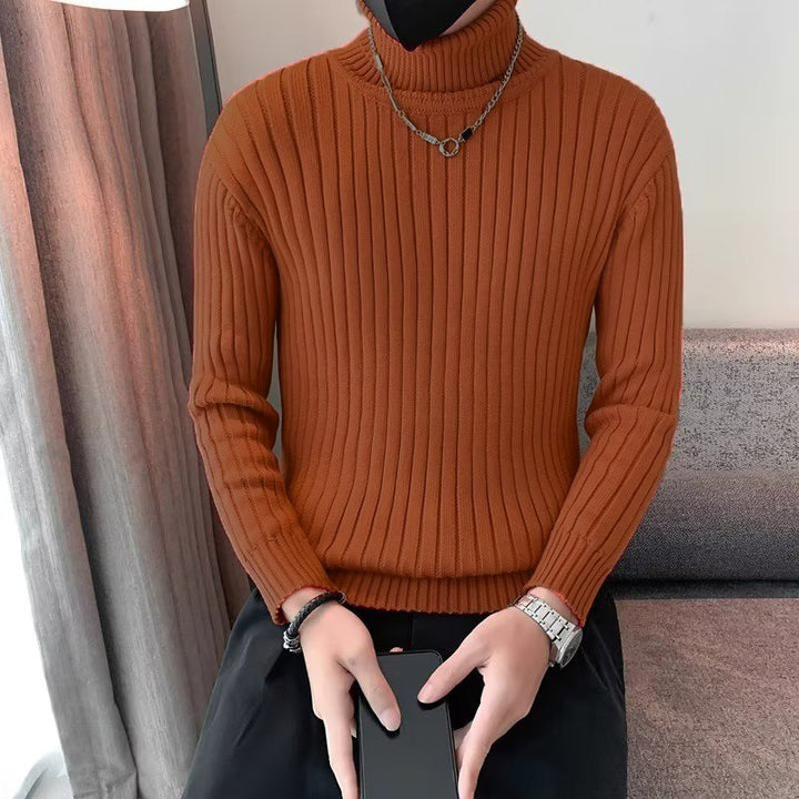 Men's Fitted Ribbed Turtleneck Sweater from Fine Knit Mune Fashion