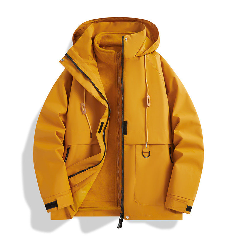 Men's Multi-layer Softshell Utility Jacket with Integrated Fleece Inner Jacket, Drawstring Hood and Multi-functional Pockets Mune Fashion