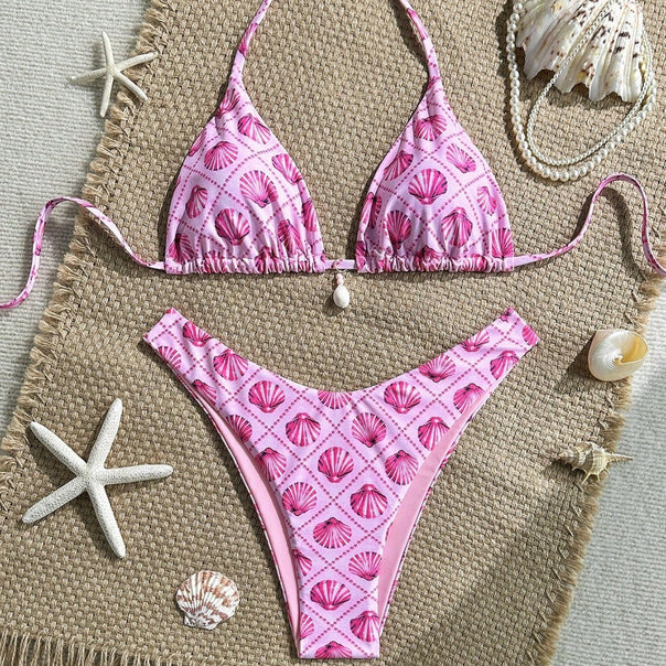 Women Triangle Bikini with Shell Motif Mune Fashion