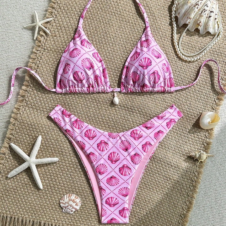 Women Triangle Bikini with Shell Motif Mune Fashion