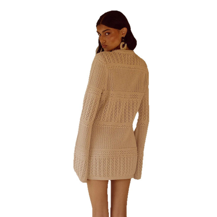 Ladies fashionable crochet poncho with drawstring Mune Fashion