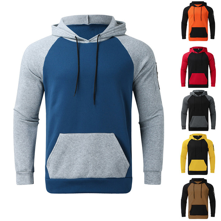 Men's raglan hoodie made of cotton blend with kangaroo pocket, sleeve pocket, and hood drawstring Mune Fashion
