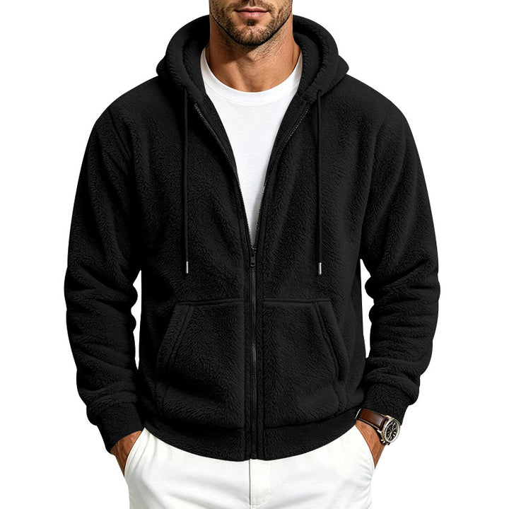 Men's fleece hoodie jacket with teddy lining, full zip and kangaroo pockets Mune Fashion